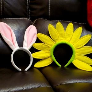 2 Springtime Headbands flower bunny